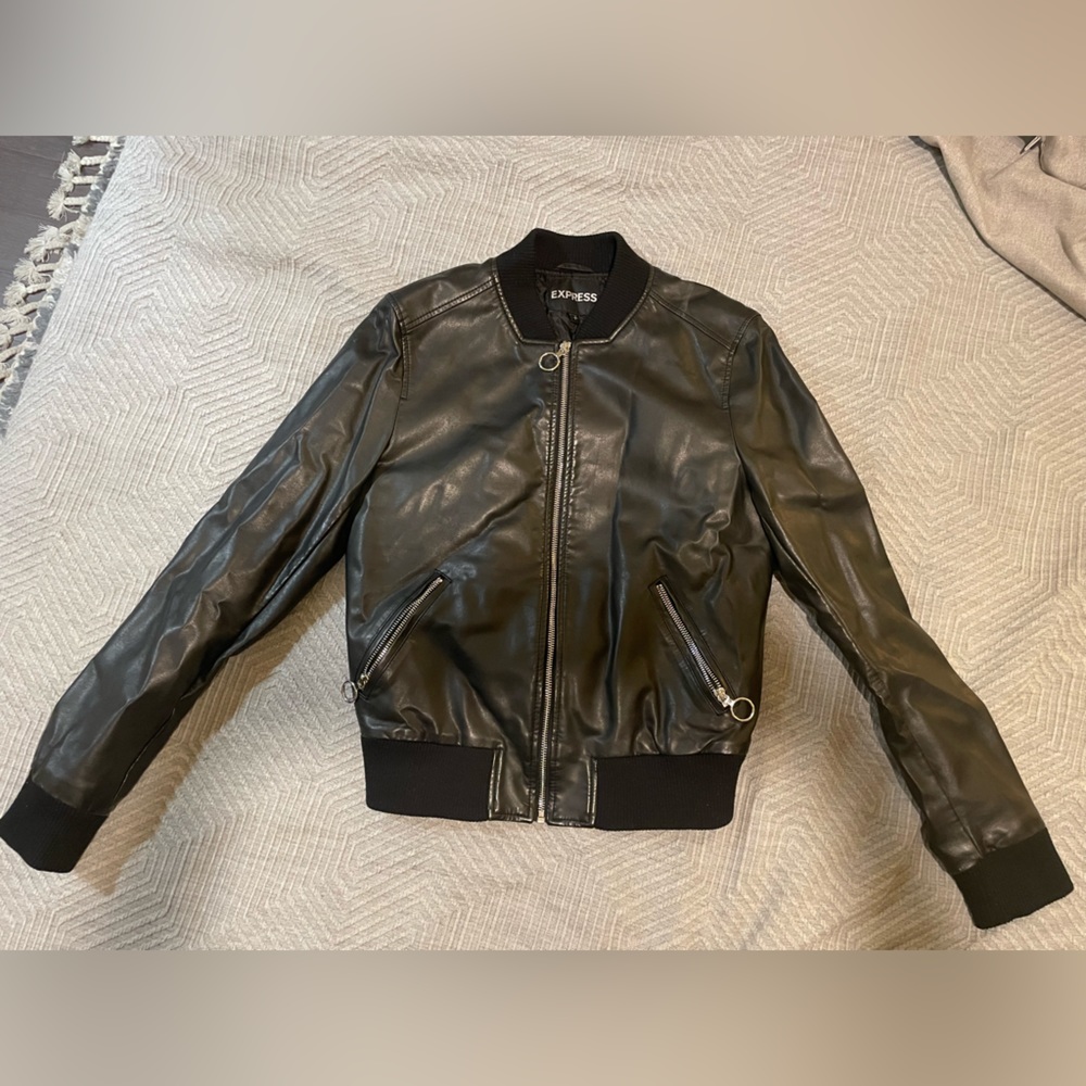 EXPRESS LEATHER JACKET - BLACK SIZE S